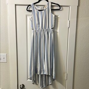 Hannah Banana Blue and White Striped Casual Dress